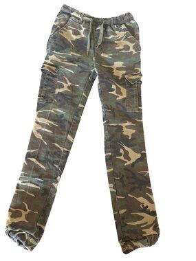 Camo Cargo Jogger Pants - Green Beige Urban Print